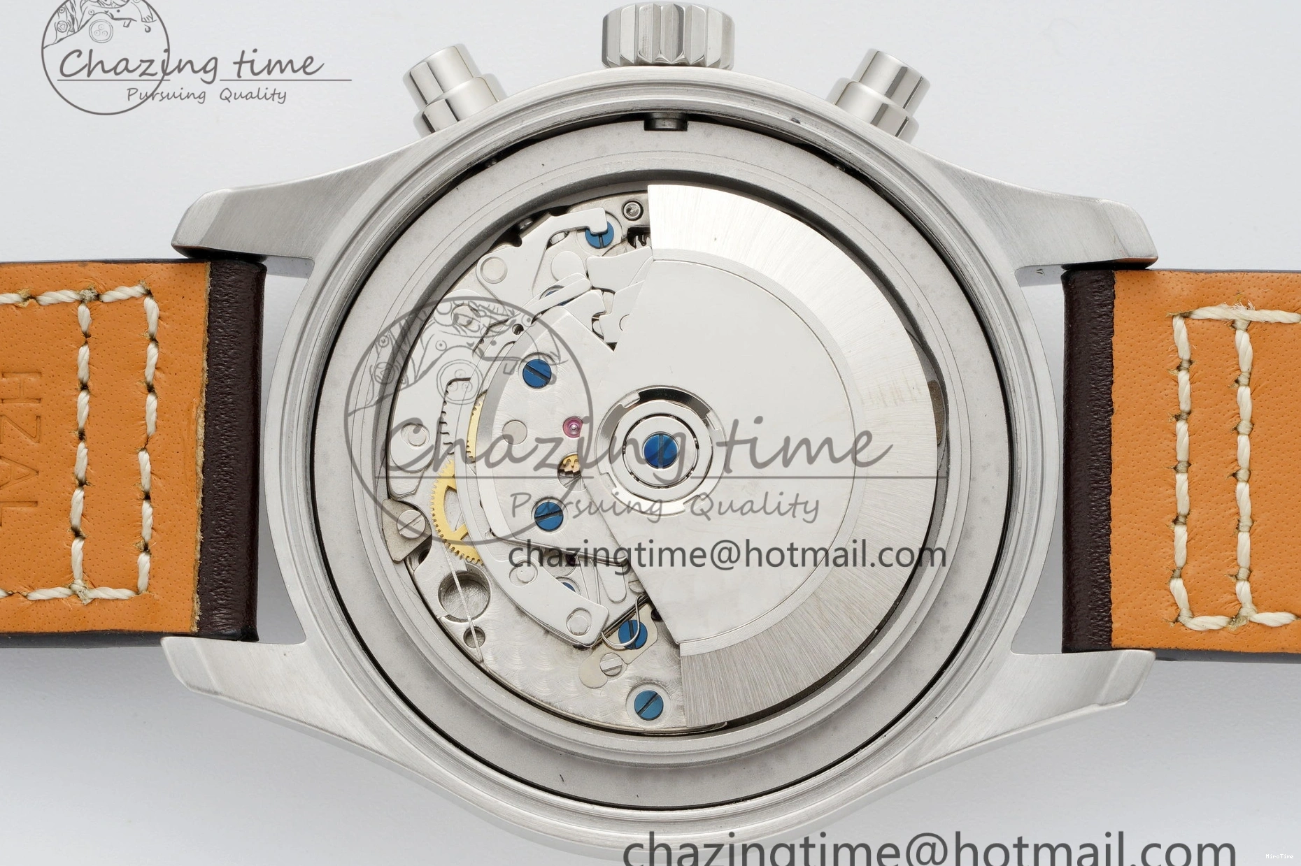 MIROTIME 0326 Bright Pilot Chrono SS AZF 1:1 Best Edition Green Dial on Brown Leather Strap A 7059